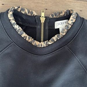Black JCrew Factory sweatshirt with leopard detail